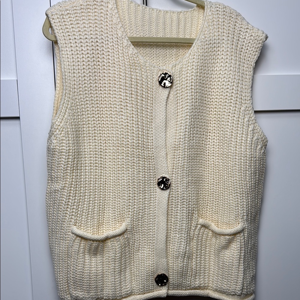 Cream Knit Women's Sweater Vest